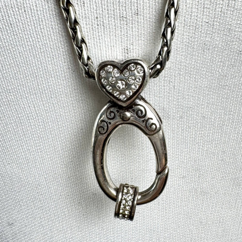 Brighton ABC Charm Necklace & Spacer Classic 28" Wheat Chain Heart Pendent Clasp